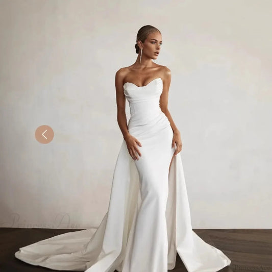 Strapless Two-Way Slit Mermaid Wedding Dress white / 2 weddingdress-250223