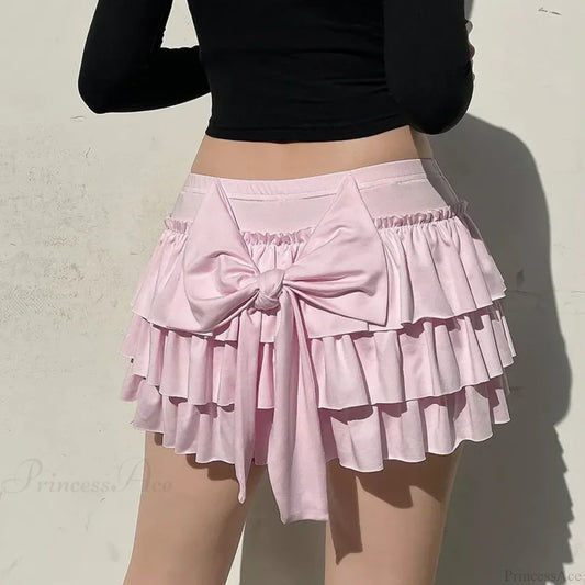 Sweet Low-Waist Pink A-Line Skirt skirts-250223