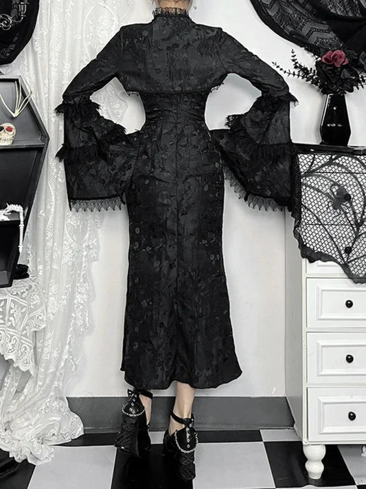 Tie-Up Woven Spaghetti Strap Full-Length Dress