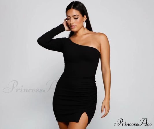 Totally Chic One-Shoulder Mini Dress - Lady Occasions