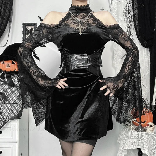 Transparent Lace Slender Mini Dress