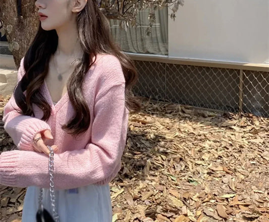 V-Neck Casual Fashion Long Sleeve Cardigan cardiagn-250126