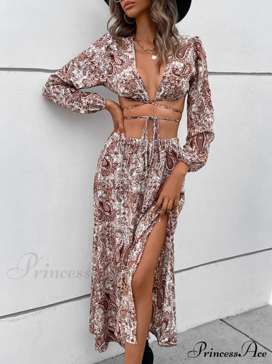Vacation For Long Set Paisley Woven Gown Women
