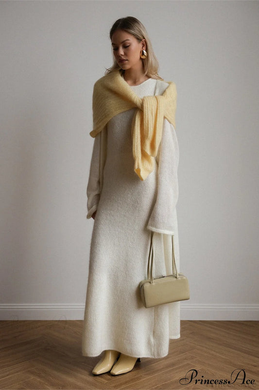 Vintage Knit Cardigan and Sleeveless Dress Two Piece Set