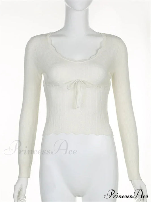 Vintage Knitted Low Cut Round Neck Slim Fit Ribbed T-Shirts