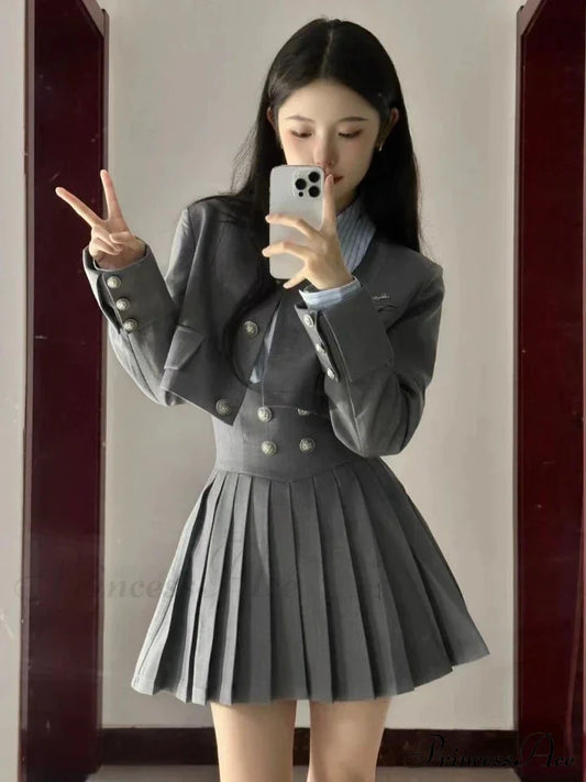 Vintage Patchwork Kawaii Korean Fashion Short Suit