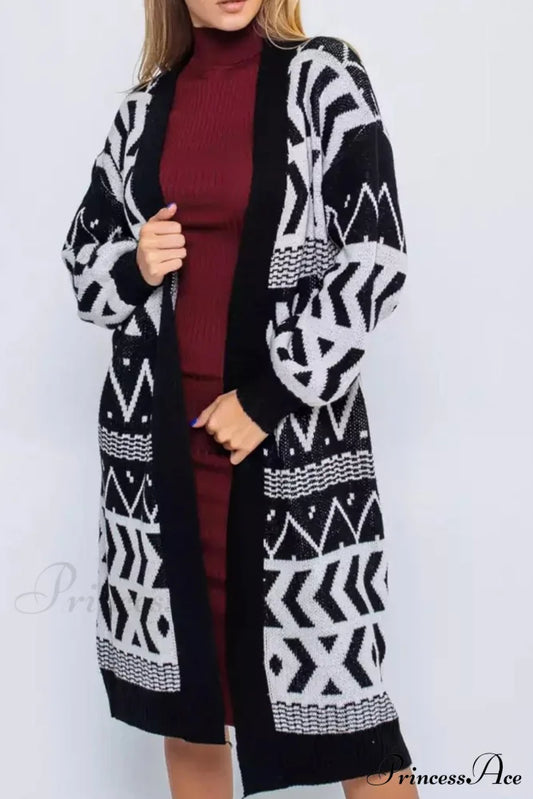 Vintage Patchwork Long Cardigan Black / M Cardigans