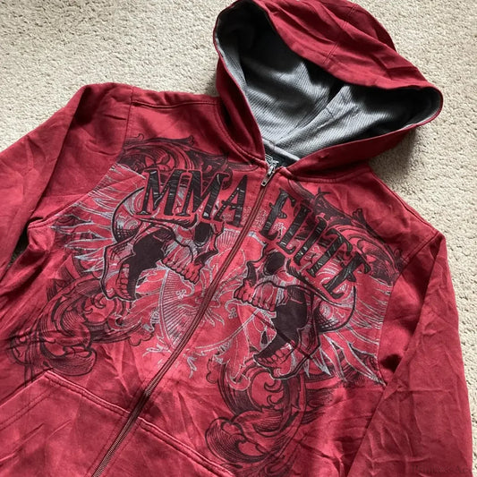 Vintage Skull Wing Zip Up Hoodie