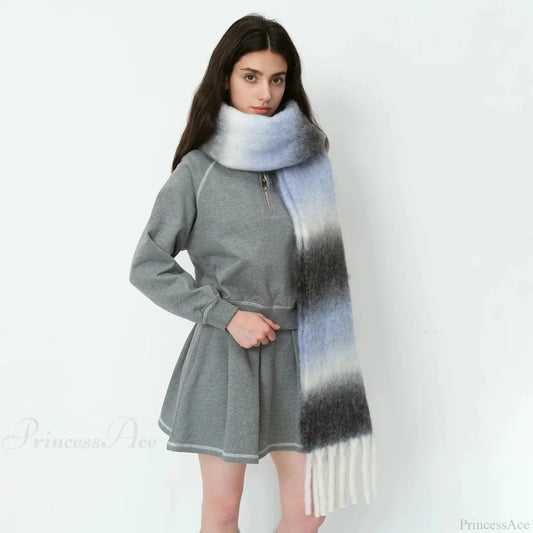 Warm Gradient Color Wool Winter Scarf Scarfs-L