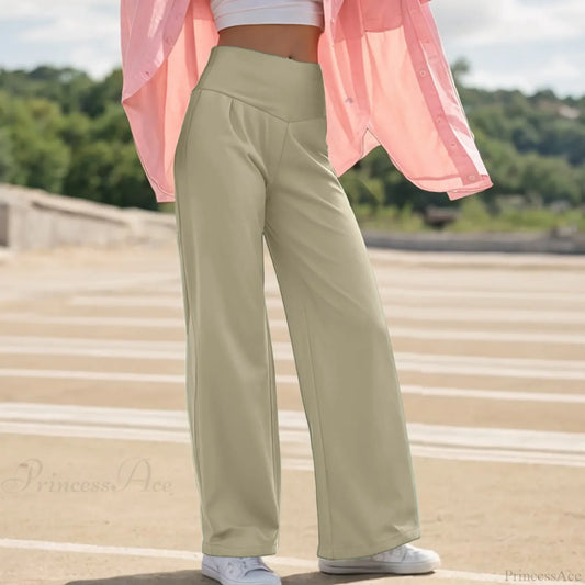 Wide Leg Yoga Pants Beige / S