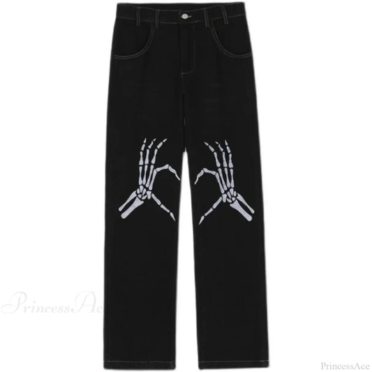 Y2K Black Embroidered Jeans Pants