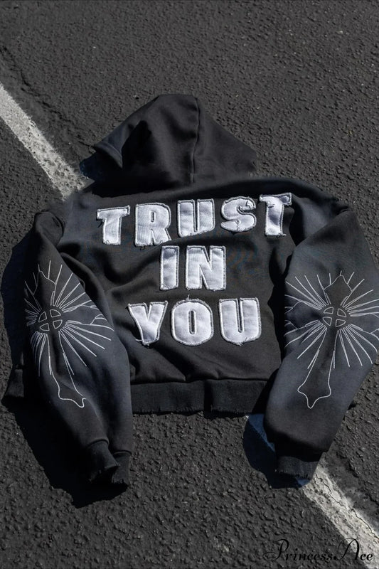 Y2K Long Sleeve Street Applique Embroidered Hoodie