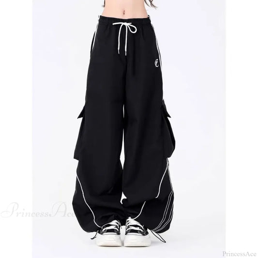 Y2K Oversized Cargo Pants Black / M