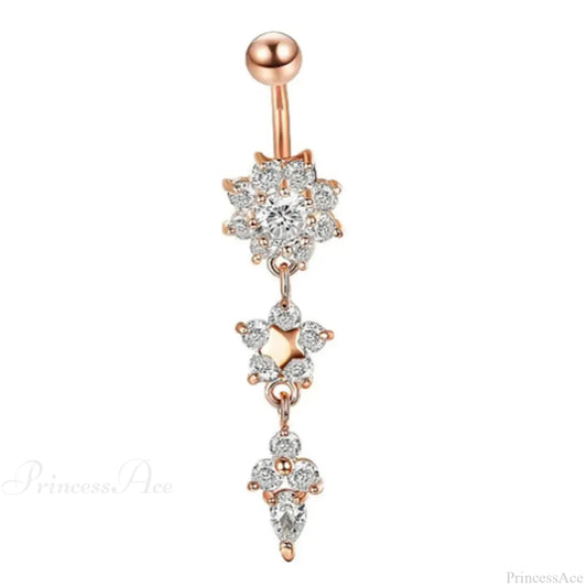Yellow CZ Butterfly Heart Gothic Belly Ring Rose Golden White