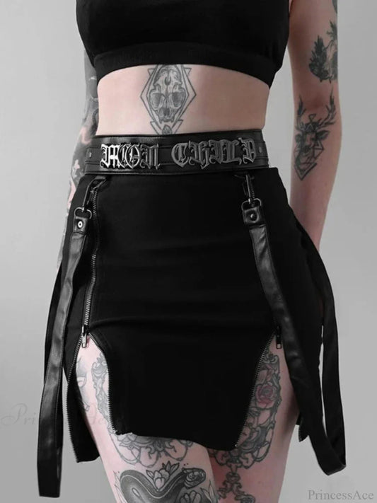 Zip Divided Tall Waist Pencil Skirt Black / S