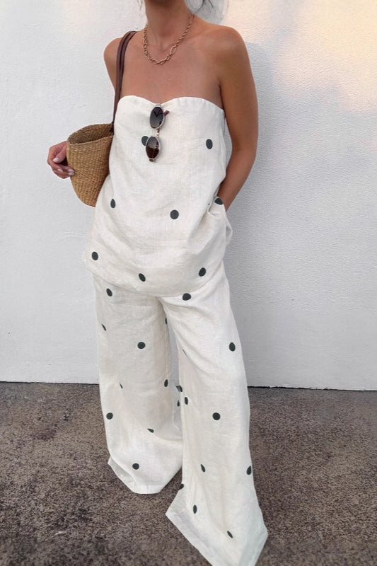 Zweiteiliges Set aus Baumwoll-Tanktop mit Punkten