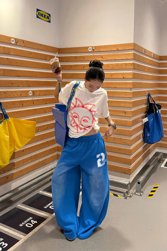 Y2K Oversized blaue Jogginghose
