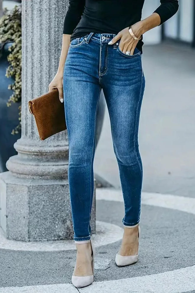 High Waist Skinny Pencil Jeans