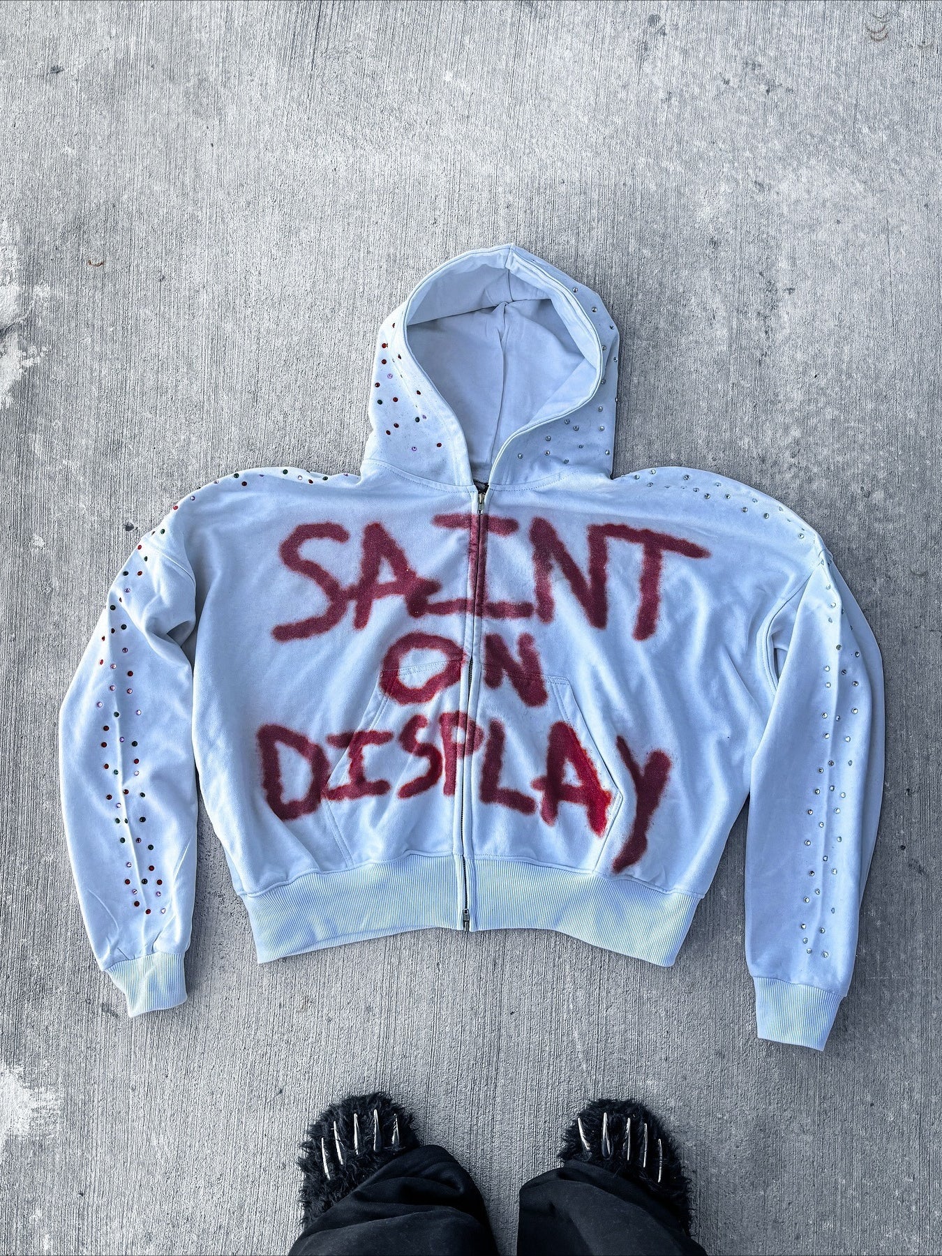 Gothic Rock Letter Print Hoodie White / S