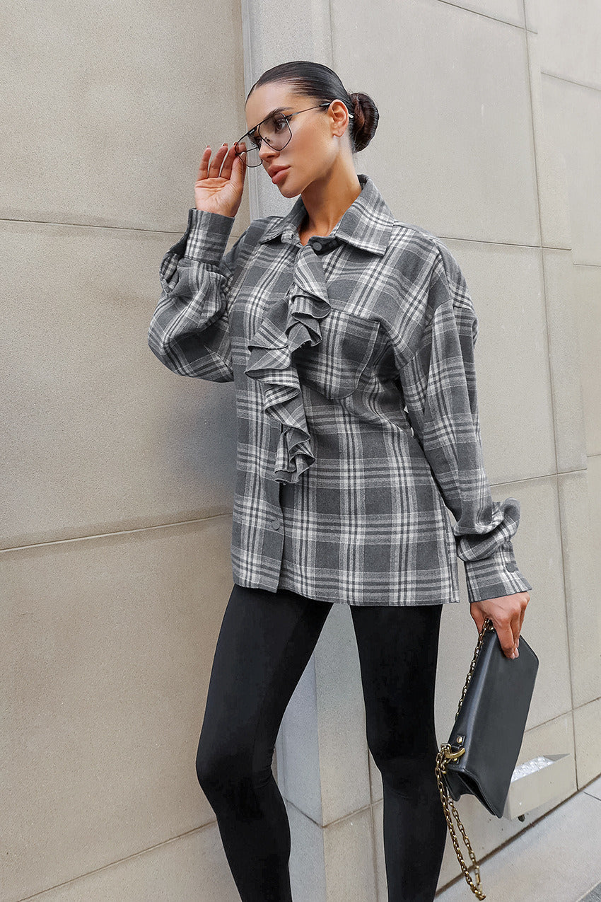 Ruffled Collared Loose Blouse