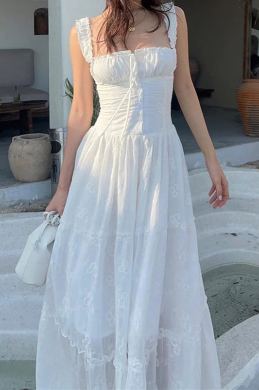 Lässiges Maxikleid mit eckigem Ausschnitt und schmaler Passform