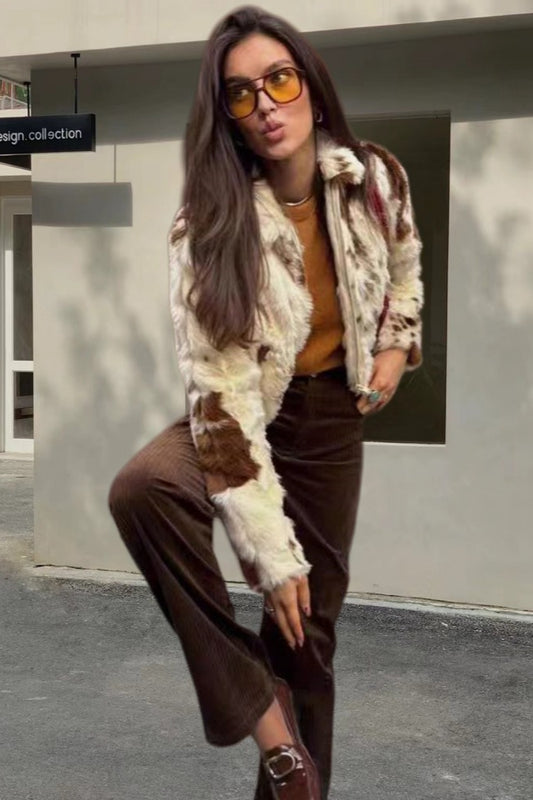 Einfacher Fleece-Kurzmantel mit Reißverschluss