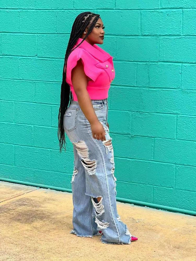 High Waist Graceful Pu Pants Jeans