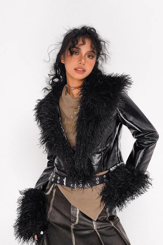 Glänzender Jackenmantel im Vintage-Stil