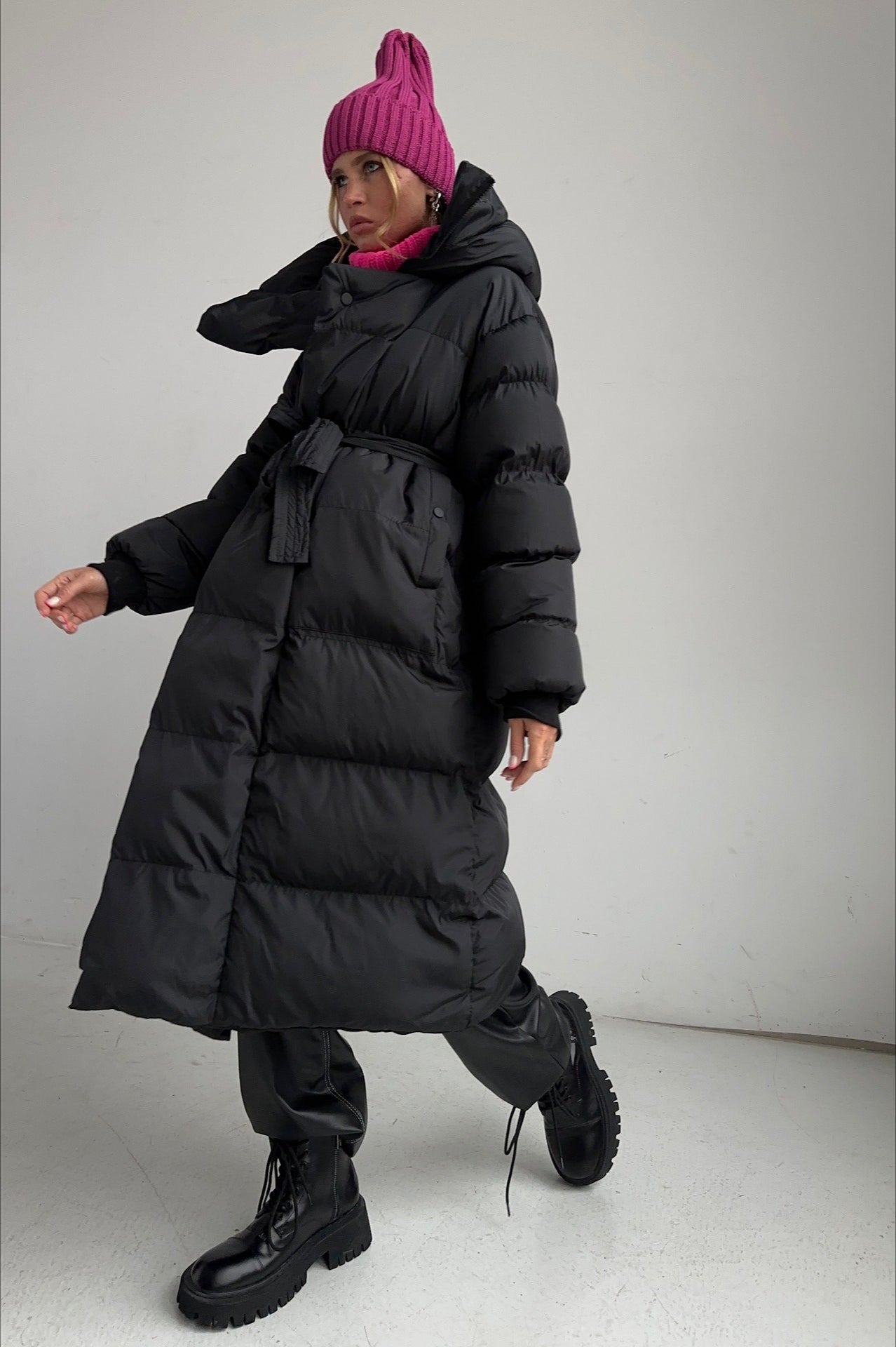 Casual Longline Insulated Puffer Jacket S / Black