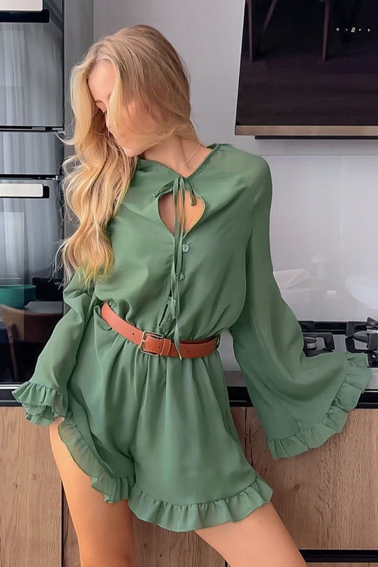 Vintage Minikleid mit Schnürärmeln und Rüschen