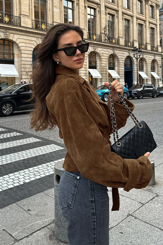 Trenchcoat aus Wildleder mit Gürtel