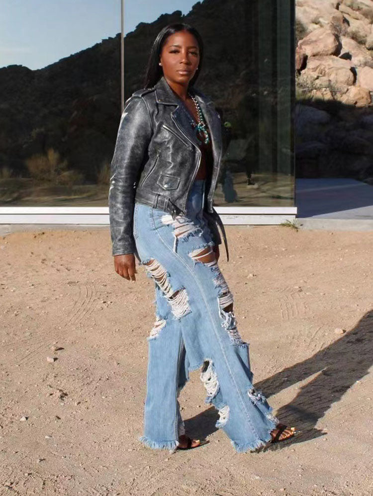High Waist Graceful Pu Pants Jeans