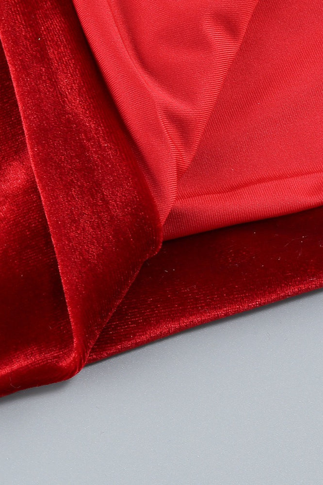 Velvet Strapless Split Party Dress