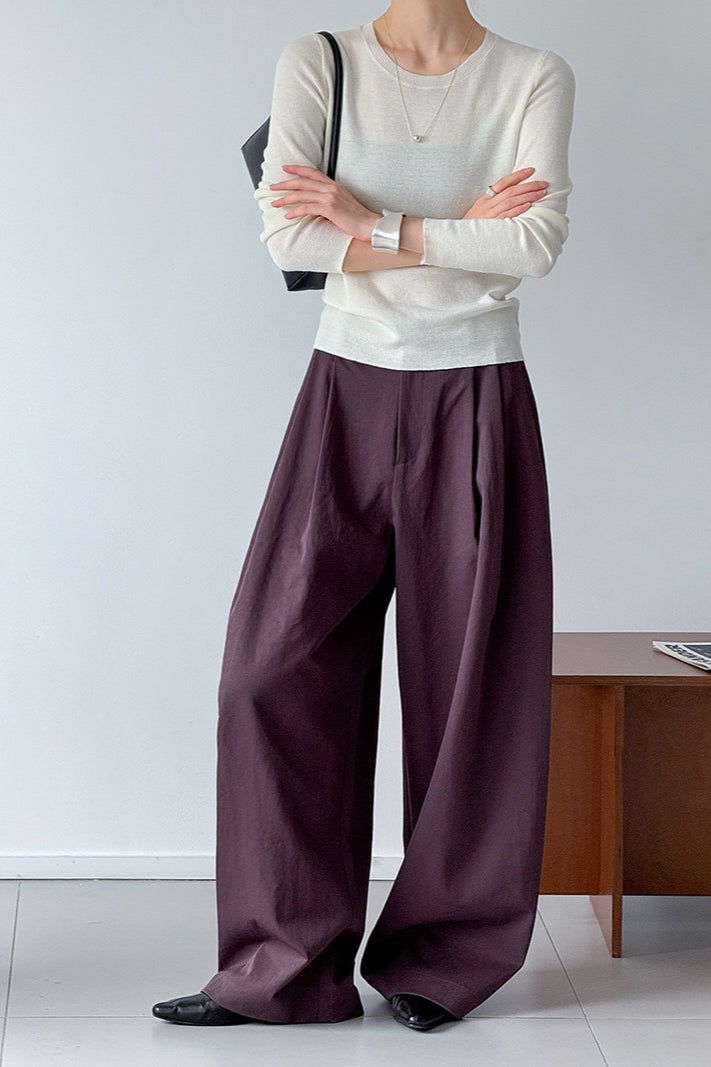 Slim-Fit Crew Neck Layering Knit Top
