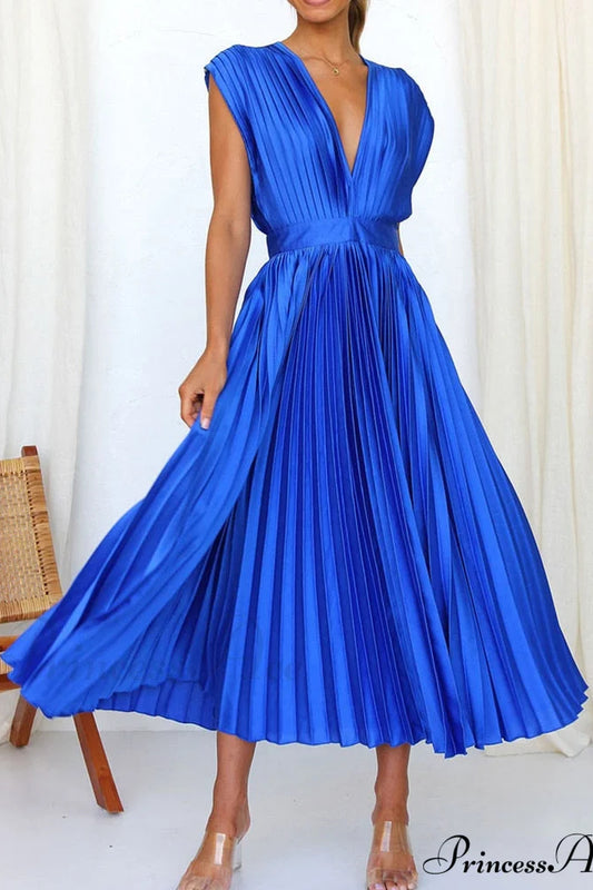 Damen Lockeres Reißverschluss Trendy Plissee Partykleid