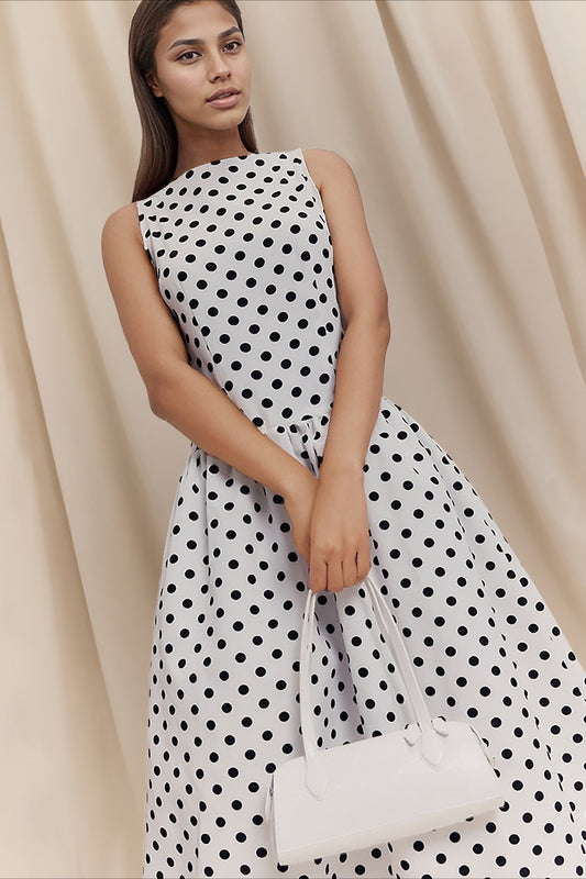 Vintage-Midikleid mit Polka-Dots, tailliert