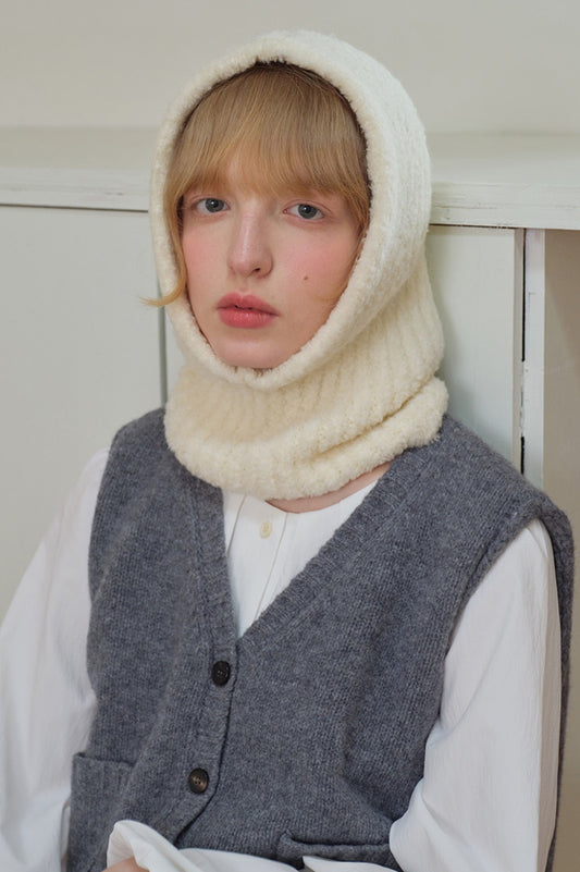 Einfarbige, warme Strickmütze aus Wollmischung