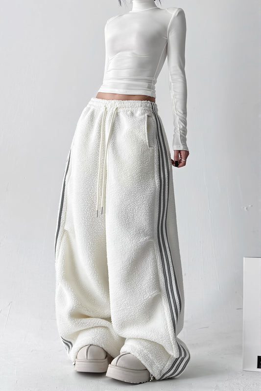 Plush Side Stripe Wide Leg Pants