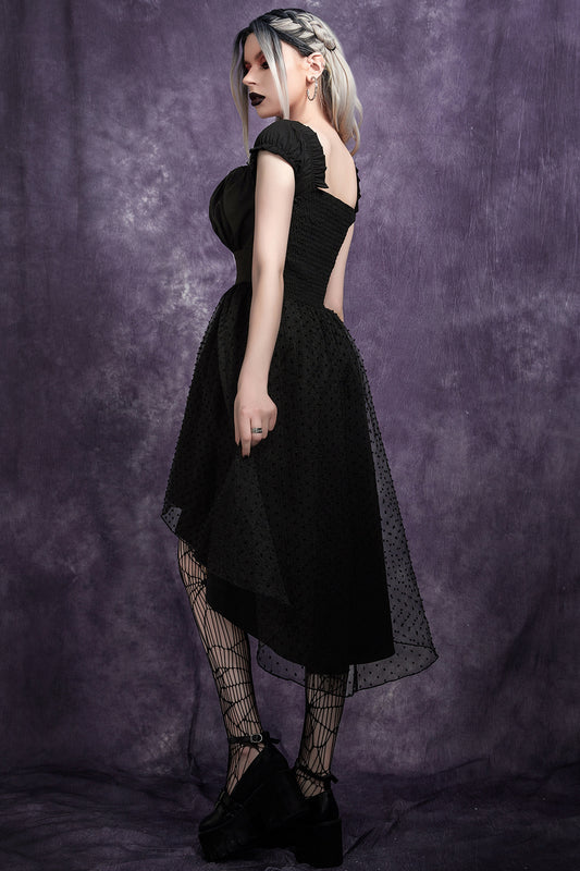 Schulterfreies Gothic-Kleid aus Netzstoff