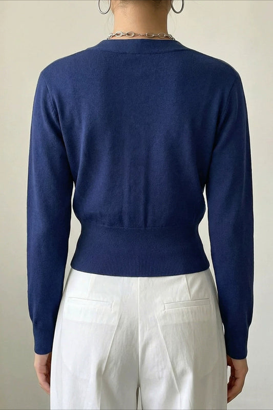 Double Metal Button Wrap Front Cardigans