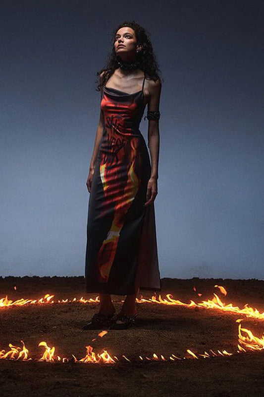 Cami-Maxikleid mit Flammenmuster