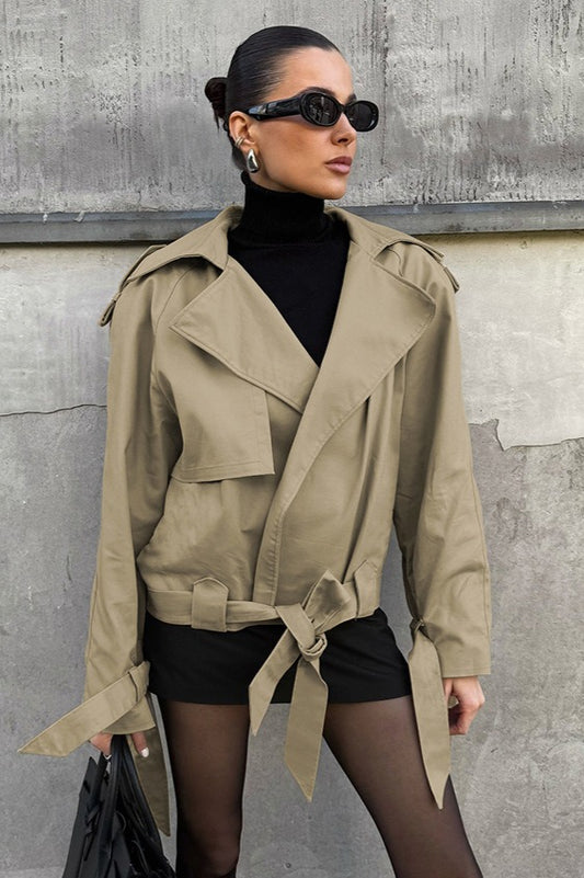 Vintage Khaki Trenchcoat mit Gürtel