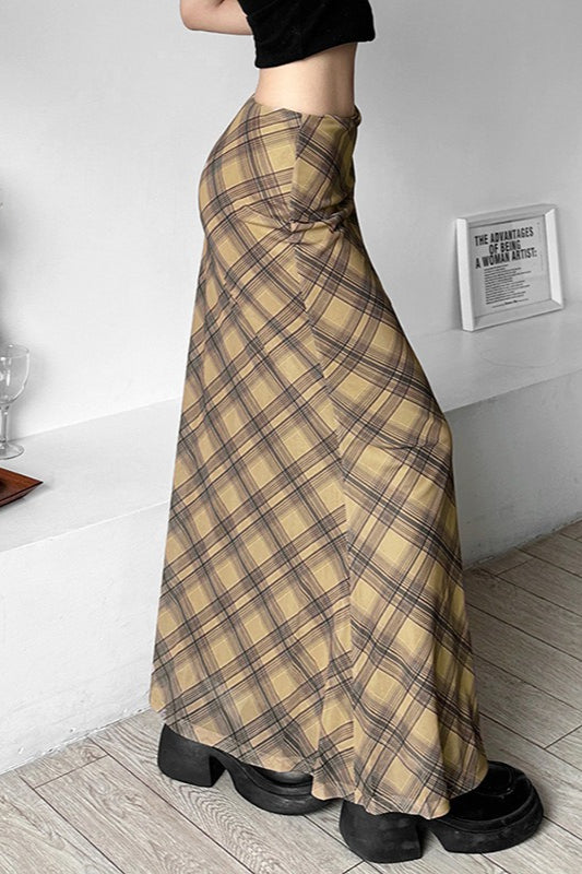 Karierter, hochtaillierter Bodycon-Rock