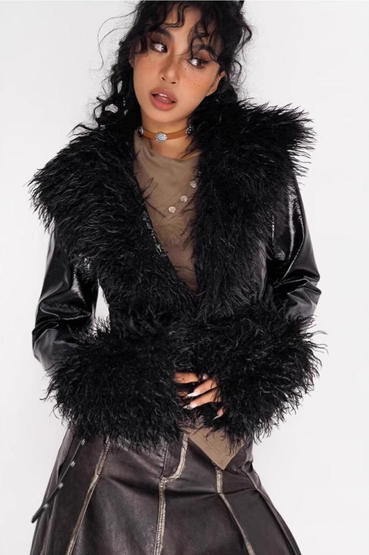 Glänzender Jackenmantel im Vintage-Stil