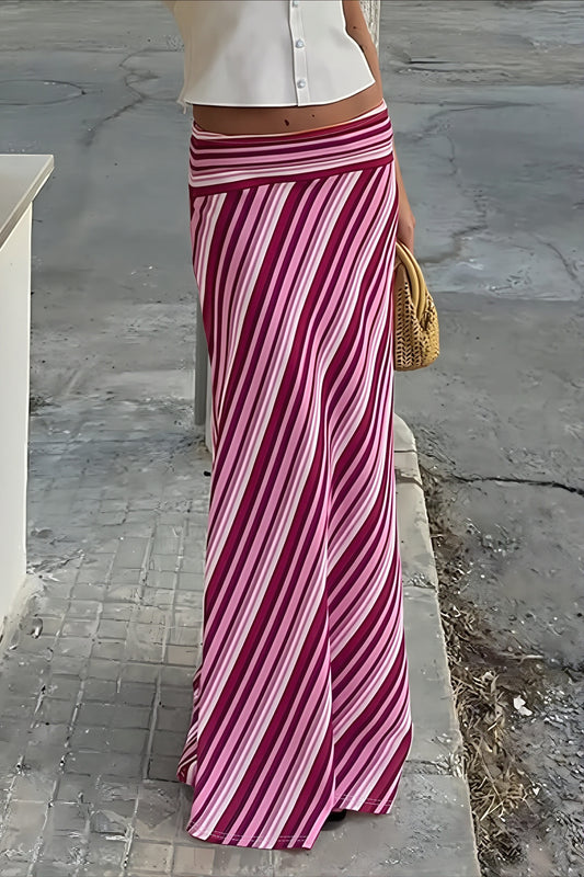 Diagonal Stripe Low Rise Maxi Skirt
