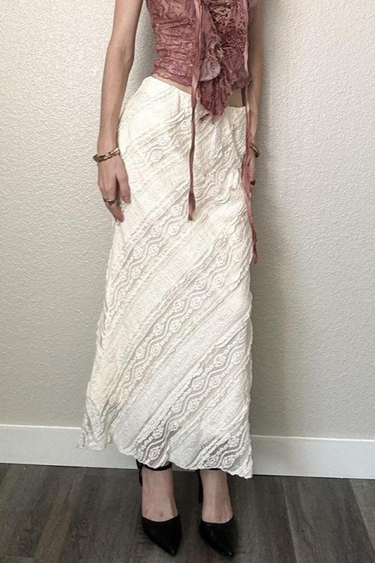 Bodycon-Rock aus Spitzentwill mit niedriger Taille