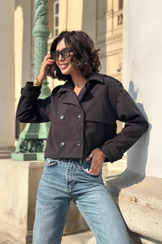 Casual Trench Style Cropped Jacket