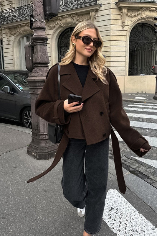 Zweireihiger Mantel aus Wollmischung