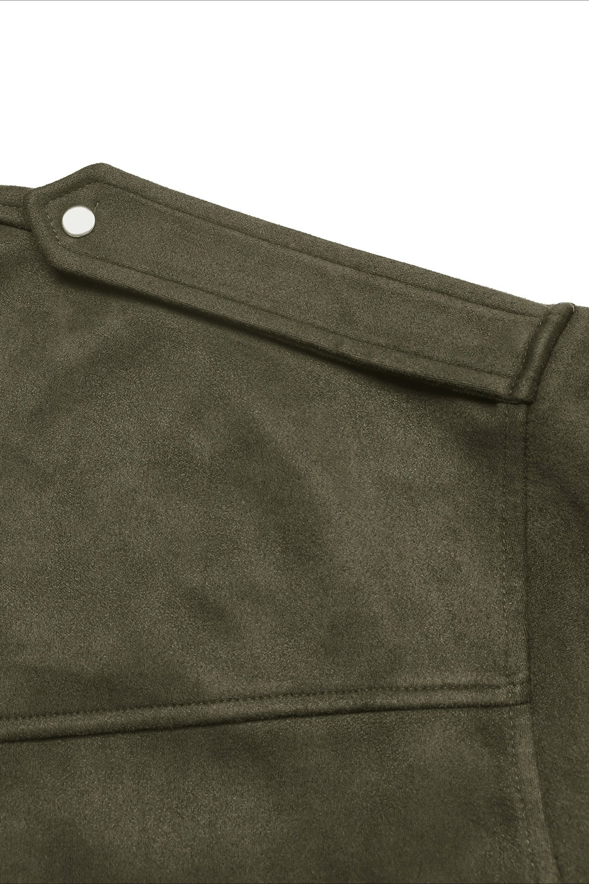 Lapel Collar Suede-Look Bomber Jacket