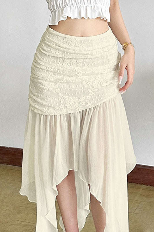 Asymmetrischer Netzrock mit hoher Taille